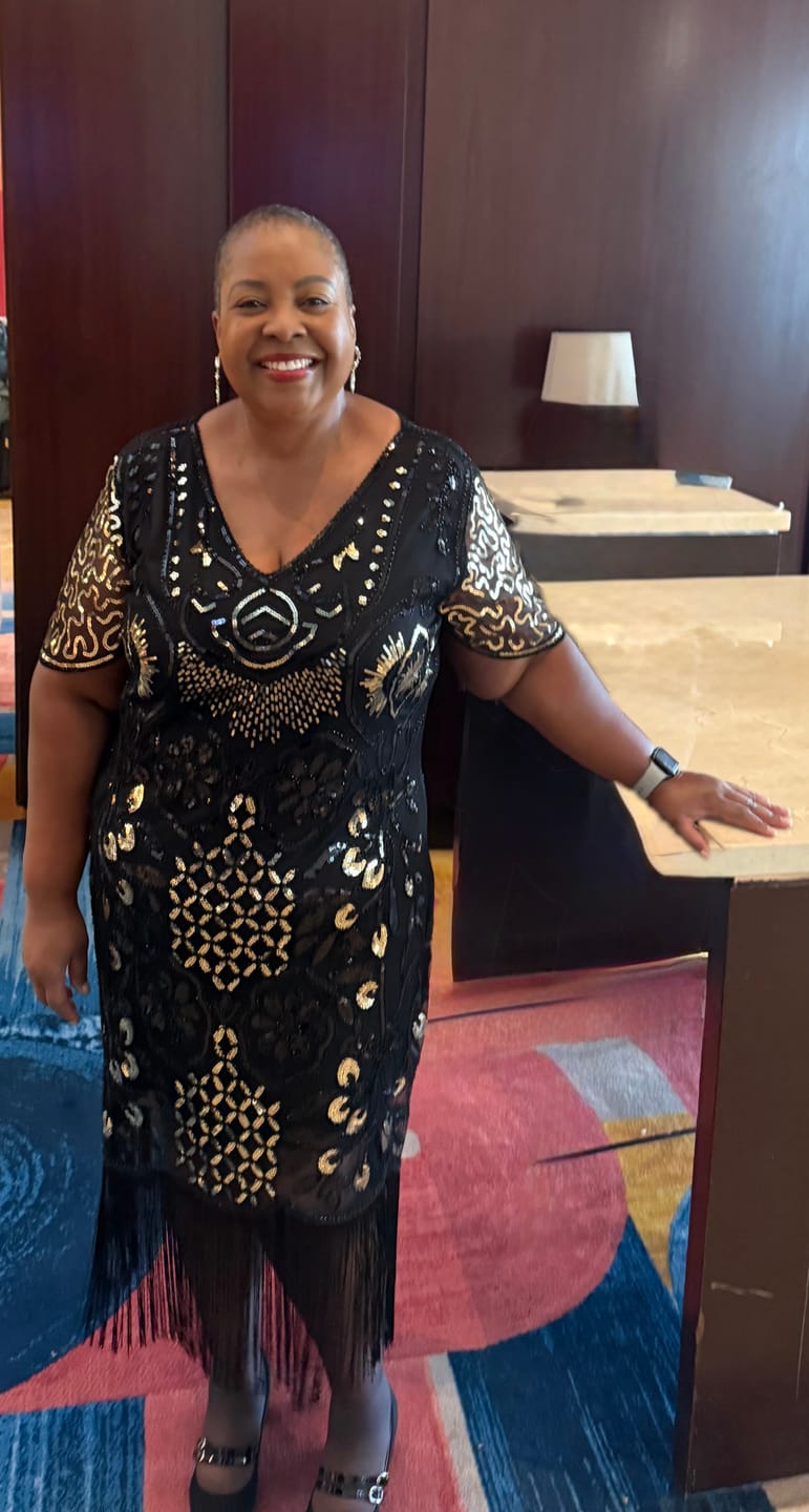 Customer photo review of Margot Plus Size Gatsby Dress - Black & Gold