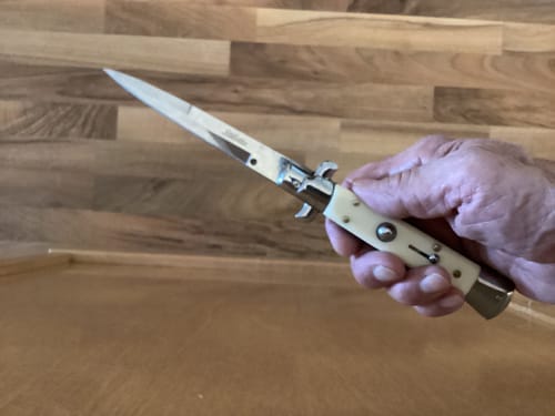 Customer photo review of Ivory Italian Stiletto Switch Blade Pocket Knife