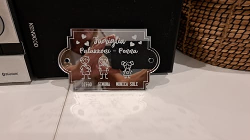Customer photo review of Fuoriporta Personalizzato con Nomi della Famiglia in Plexiglass