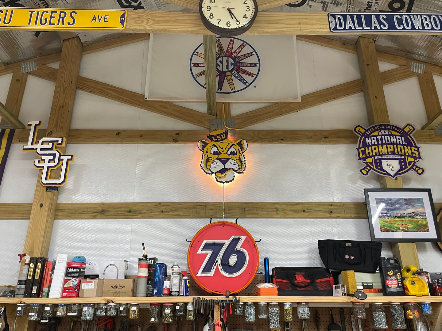 Customer photo review of LSU Tigers Interlocking Baseball 3D Metal Wall Art