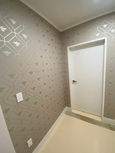 Customer photo review of Honeycomb Bee - Geometric Metallic Wallpaper - Blush