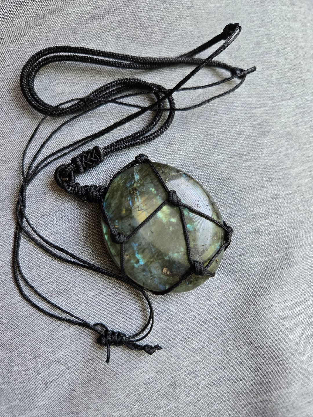 Customer photo review of Dragon's Heart Labradorite Necklace