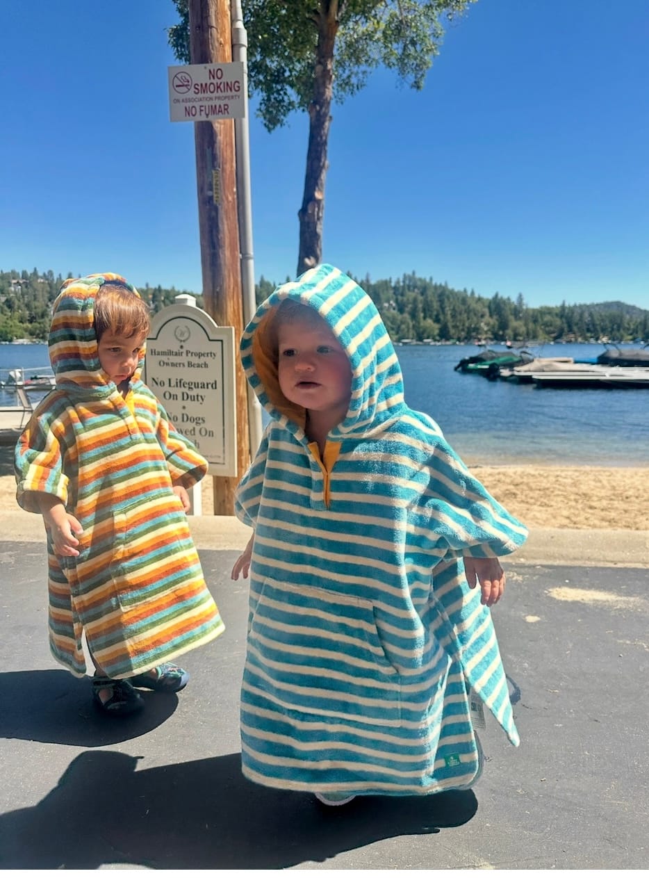 Customer photo review of Rainbow Kids Hooded Beach Towel Poncho