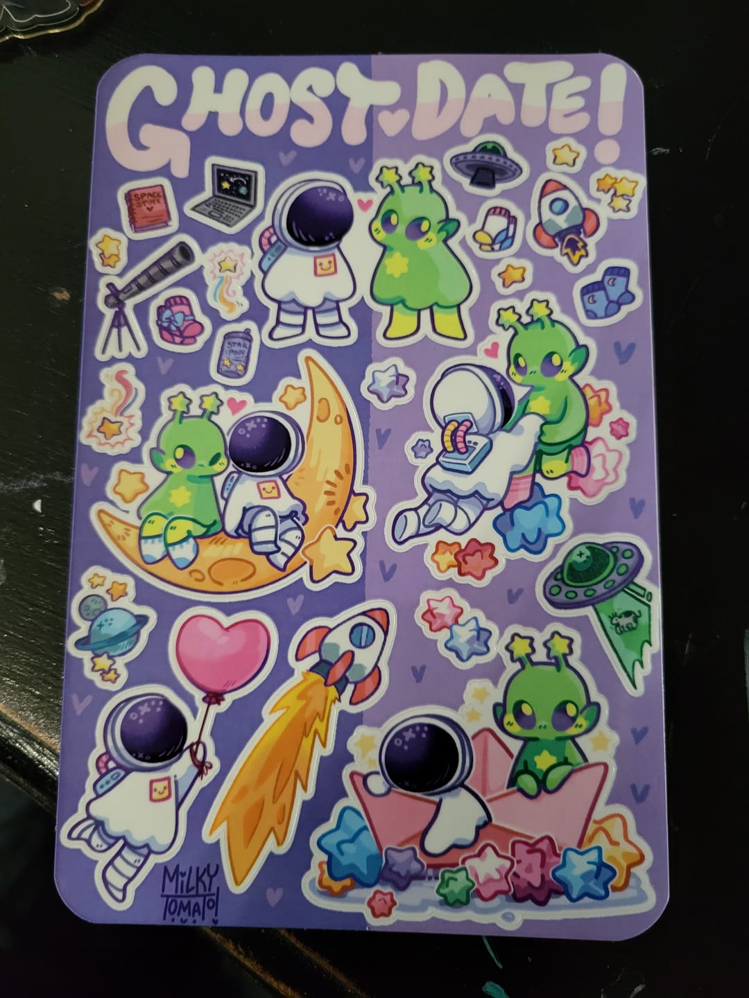 Customer photo review of Ghost Date Astronaut and Alien Sticker Sheet!