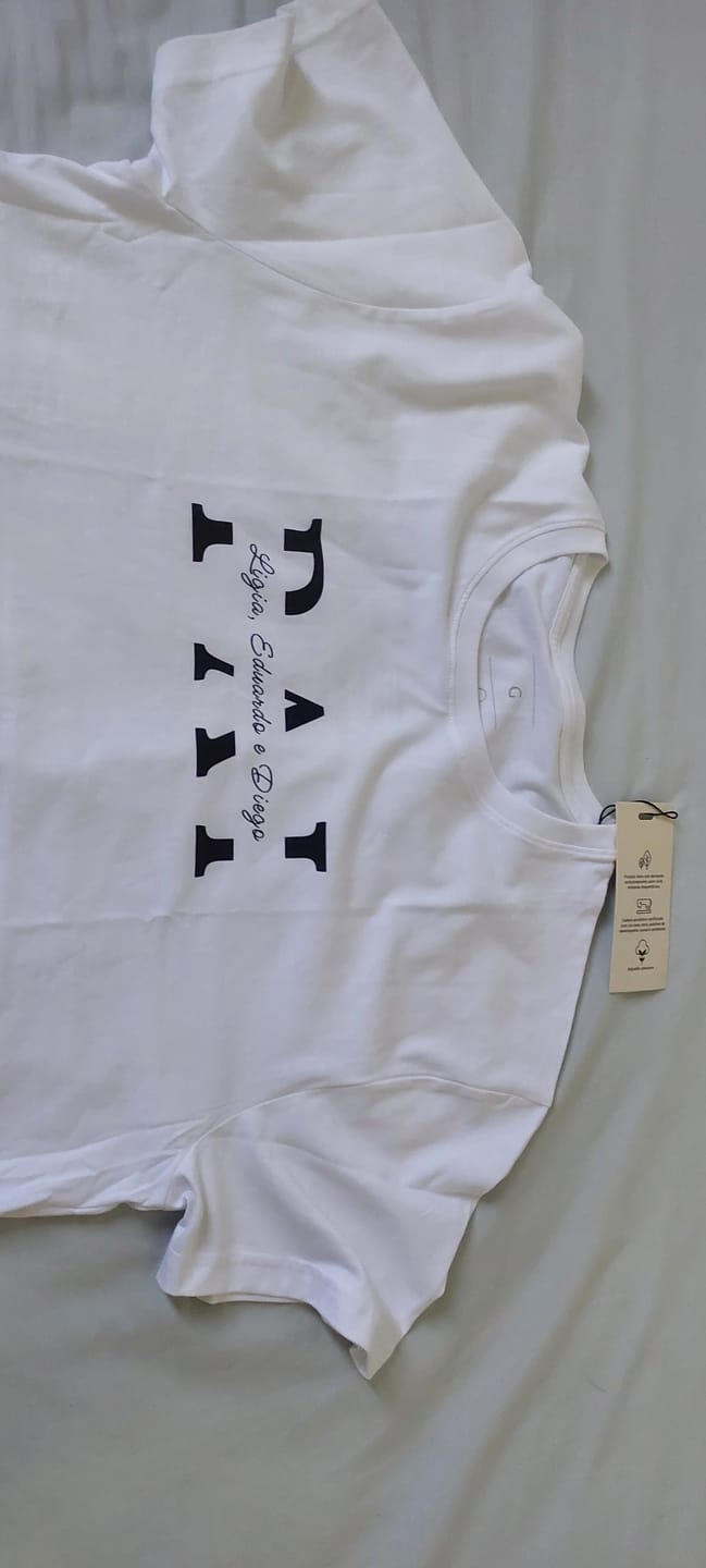 Customer photo review of Camiseta Personalizada MÃE / PAI E FILHOS - Algodão Peruano