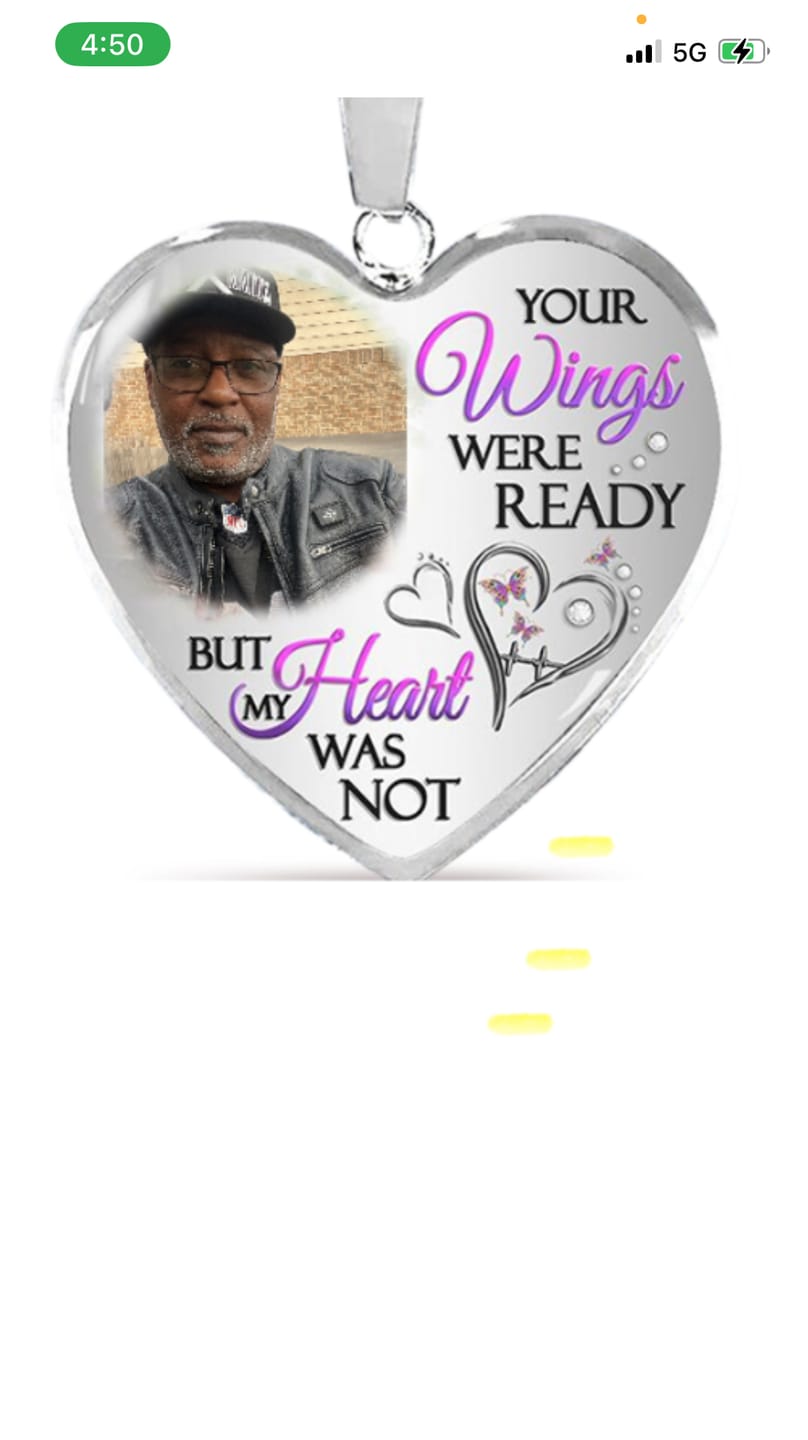 Customer photo review of Custom Photo Memorial Necklace Adjustable "Your Wings Were Ready But My Heart Was Not" -N026