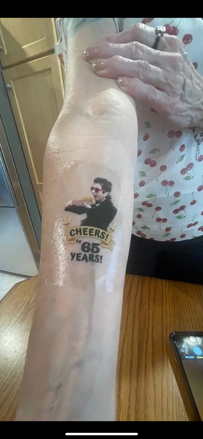 Customer photo review of Cheers to Years Birthday Banner