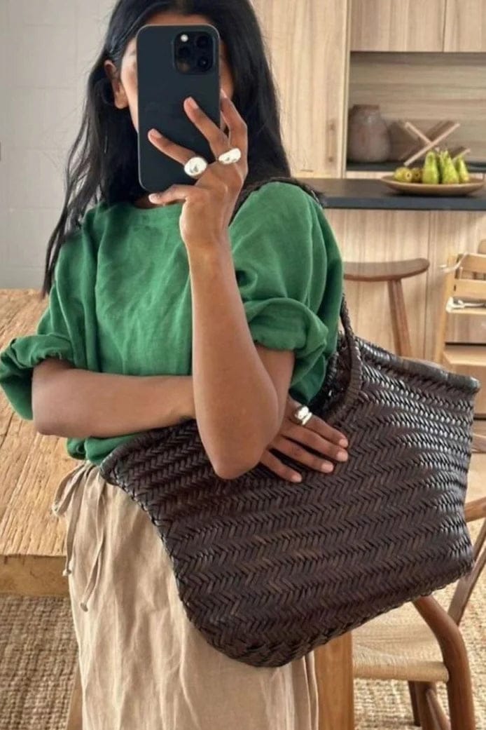 Customer photo review of Rica Woven Faux Leather Bag
