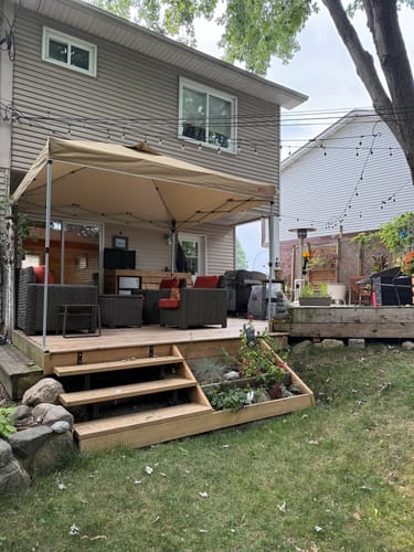 Customer photo review of Leisure Sports 8x8/10x10 Durable Ez Pop-up Canopy Tent with 1 Sidewall-CA