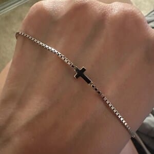 Customer photo review of Sideways Cross Necklace