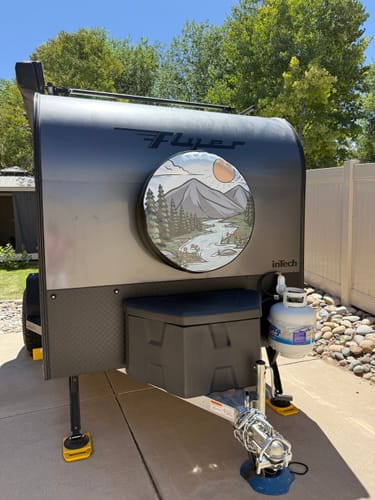Customer photo review of Artsy Mountain River Landscape Unique Spare Tire Cover