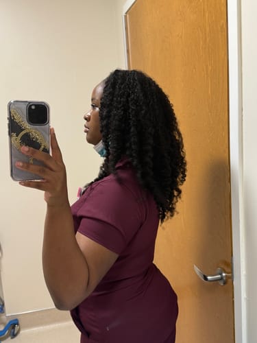 Customer photo review of CurlyMe 3 In 1 Half Wig Afro Kinky Curly Glueless Install Half Wig With Draw-string Beginner Friendly