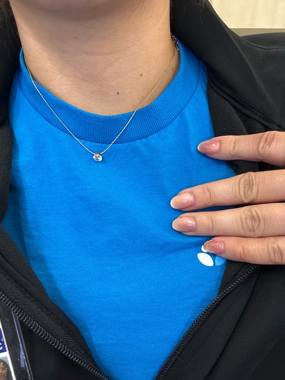 Customer photo review of Dainty Round Crystal Necklace