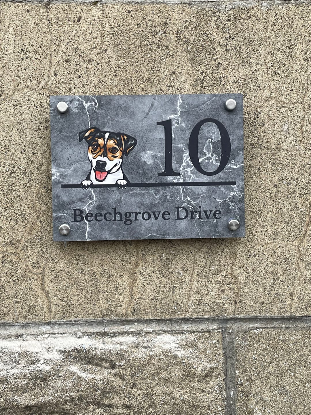 Customer photo review of House number marble look - Personalised Door Sign