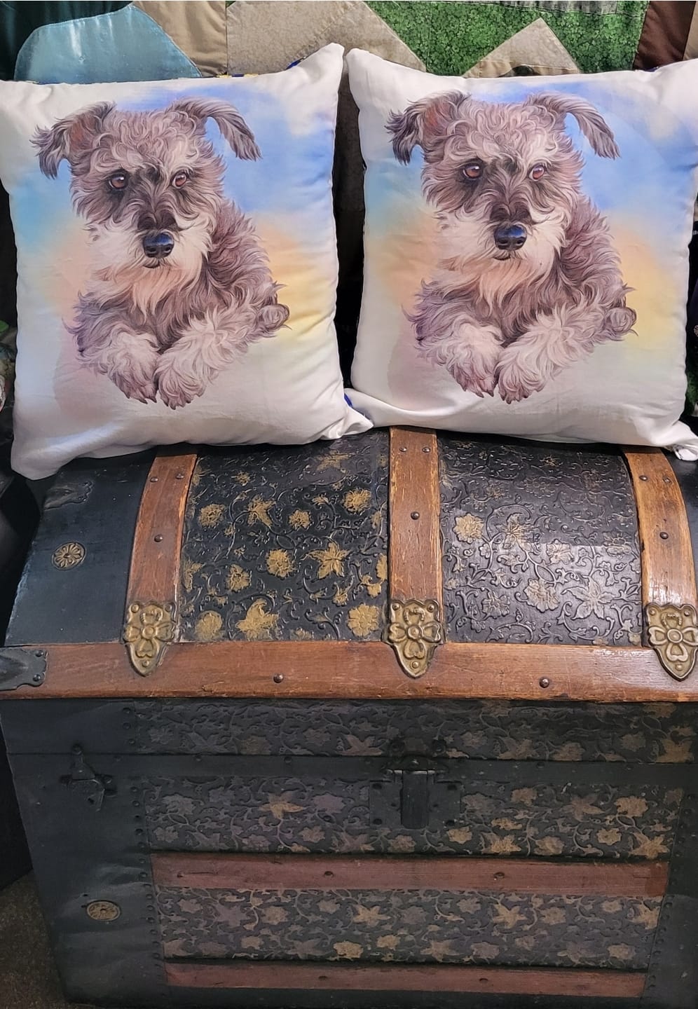Customer photo review of Mini Schnauzer Portrait Fabric Panel
