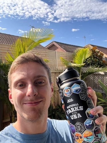 Customer photo review of Let's Wander™ USA National Parks Water Bottle + Sticker Set
