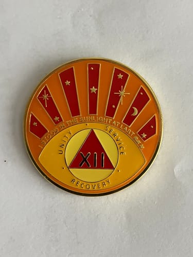 Customer photo review of Stood in the Sunlight 12 Year Specialty AA Recovery Medallion - Tri-Plated Twelve Year Chip/Coin