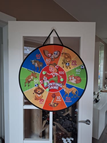 Customer photo review of Groot Dubbelzijdig Dartbord voor Kinderen – Speel, Leer en Ontspan