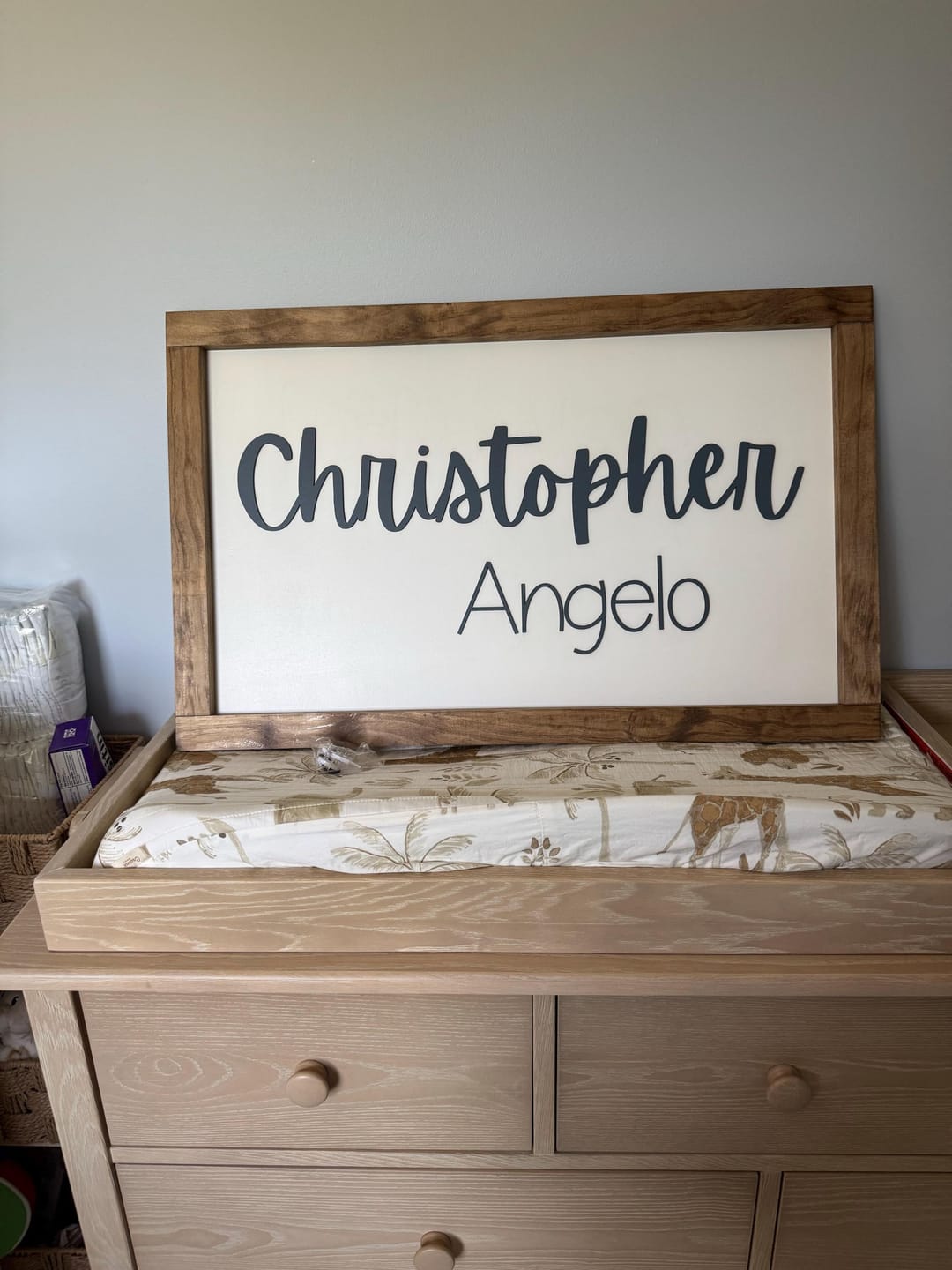 Customer photo review of Custom Wooden Name Sign Rectangle