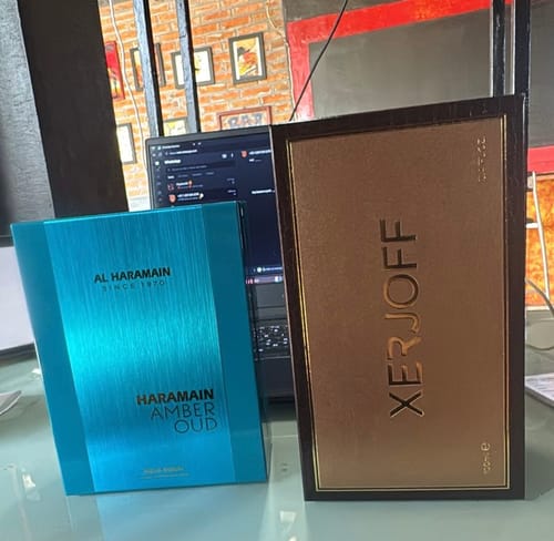 Reseña con foto de un cliente sobre Perfume Al Haramain Amber Oud Aqua Dubai XDP Unisex