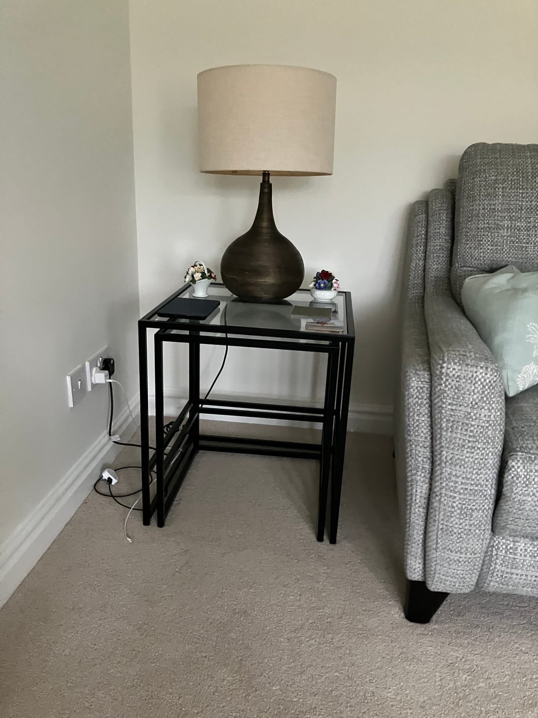 Customer photo review of Aria Glass Metal Side Table - Black