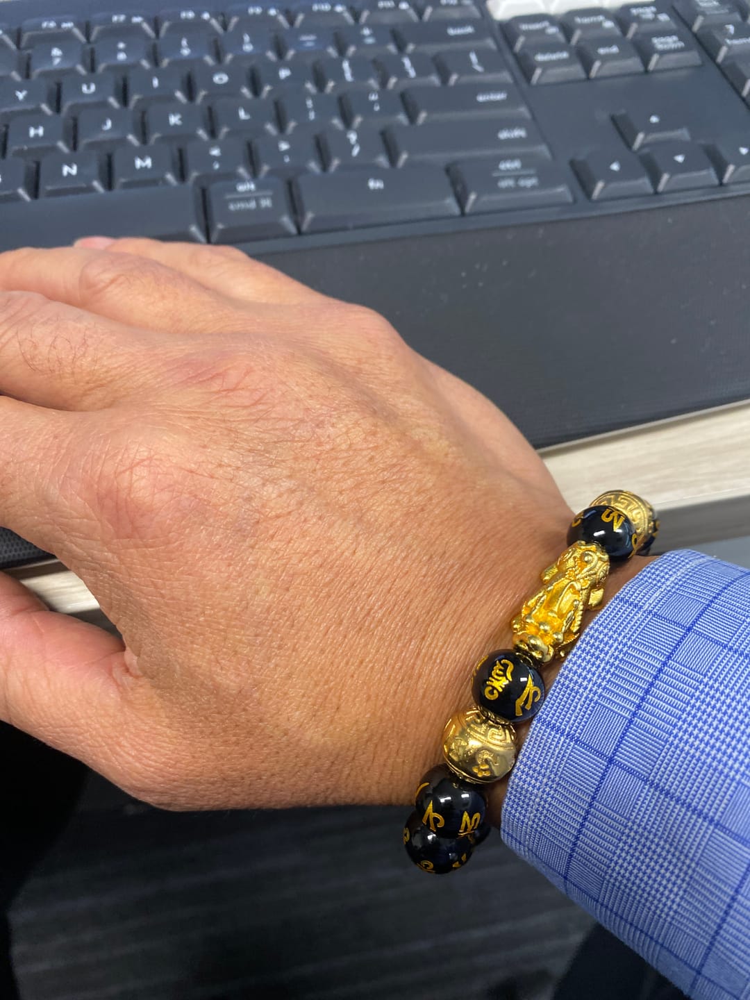Customer photo review of Buddha Stones FengShui PiXiu Obsidian Wealth Bracelet