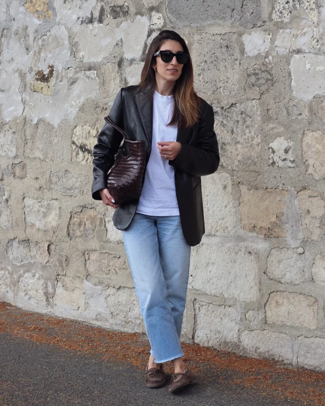 Customer photo review of Rica Woven Faux Leather Bag