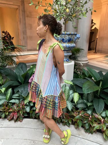 Customer photo review of JADE TUNIC | POSTCARD STRIPE X CHEX