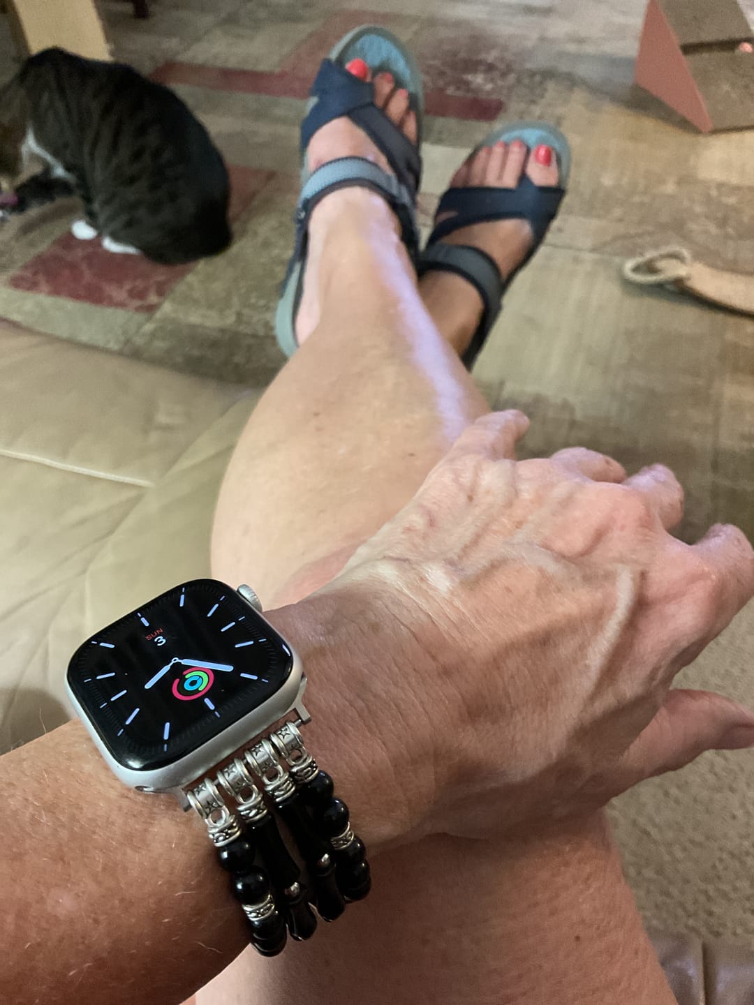 Customer photo review of Moonlight Agate Stretch Apple Watch Strap