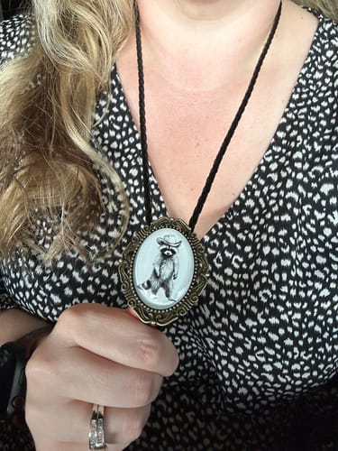 Callie S. review of Bolo Tie with Raccoon- Black & Gray image 1 out of 1