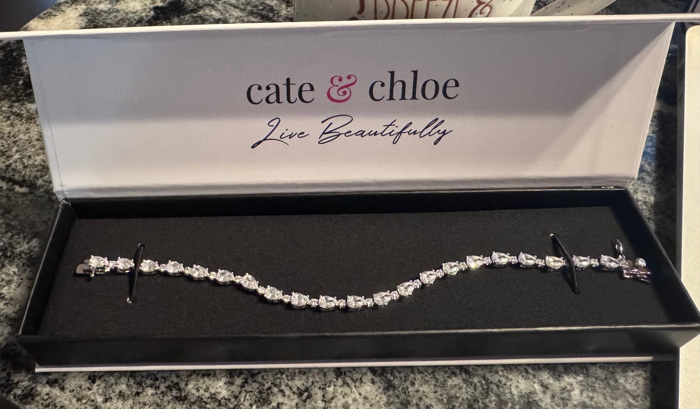 Customer photo review of Katelynn 18k White Gold Plated Tennis Bracelet with Simulated Diamond Crystals