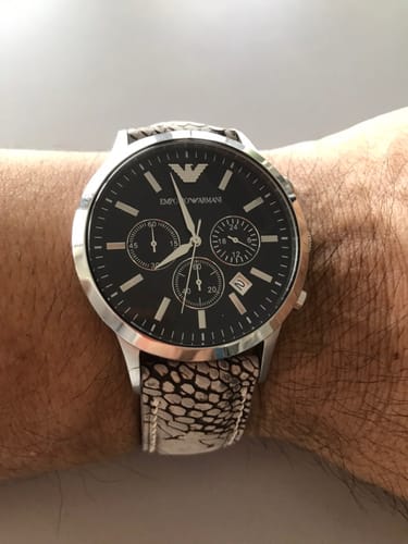 Customer photo review of オーストリッチレッグレザー 腕時計ベルト - グレー