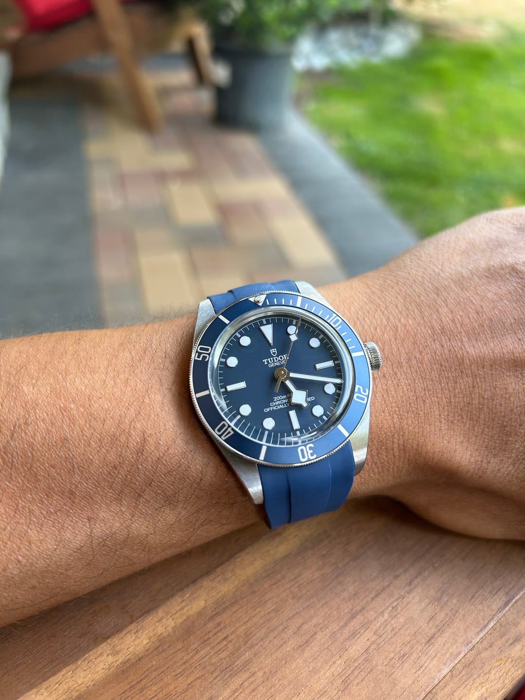 Customer photo review of Integrated Rubber Strap For Tudor Black Bay 58 - Blue