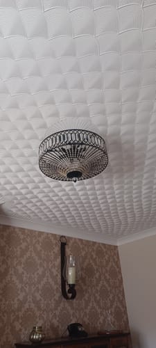 Customer photo review of Carved Crystal Drum Semi Flush Mount