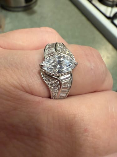 Customer photo review of Halo Woven Art Deco Marquise CZ Ring in Sterling Silver