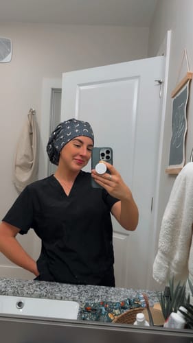 Customer photo review of DuoStyle Scrub Hat - Celestial