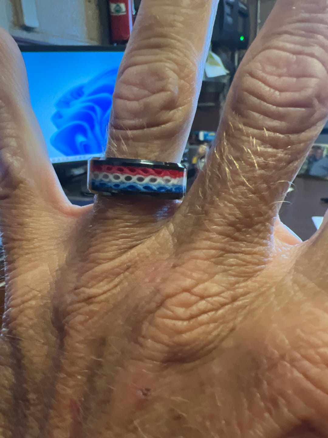Customer photo review of Red White and Blue Ring