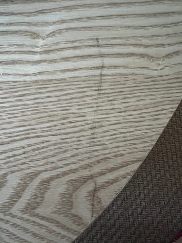 Customer photo review of ARVIKA - Set d'une table basse en bois et 2 poufs en bouclettes blanches