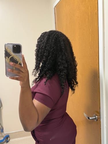 Customer photo review of CurlyMe 3 In 1 Half Wig Afro Kinky Curly Glueless Install Half Wig With Draw-string Beginner Friendly