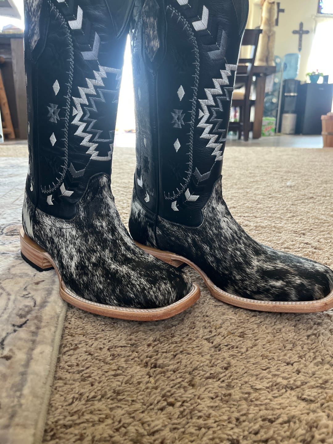 Customer photo review of Genuine Cowhide Boots - Square Toe