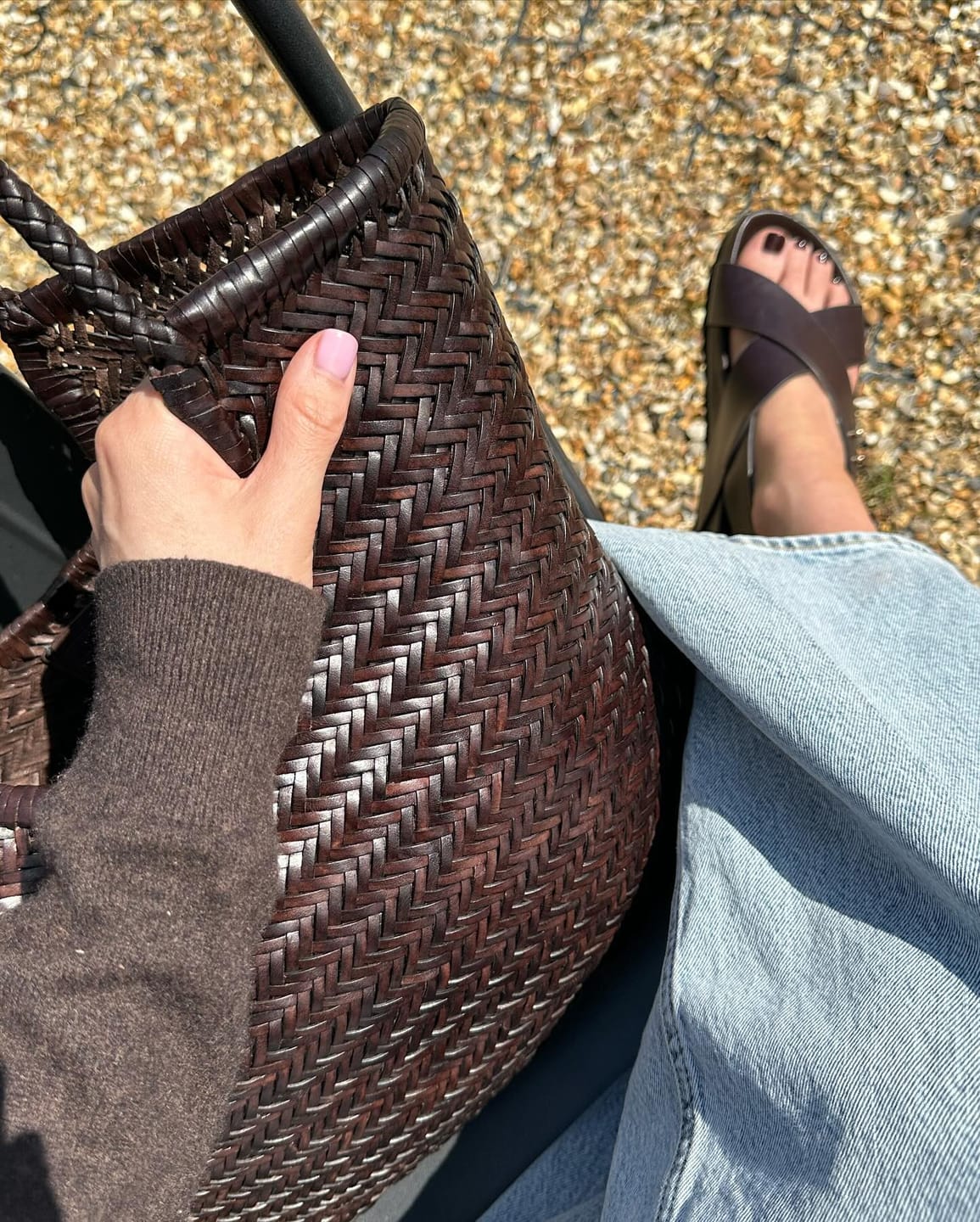 Customer photo review of Rica Woven Faux Leather Bag