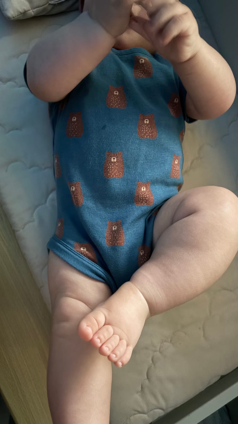 Customer photo review of Teddy Bears Organic Baby Bodysuit Set 2 Pack