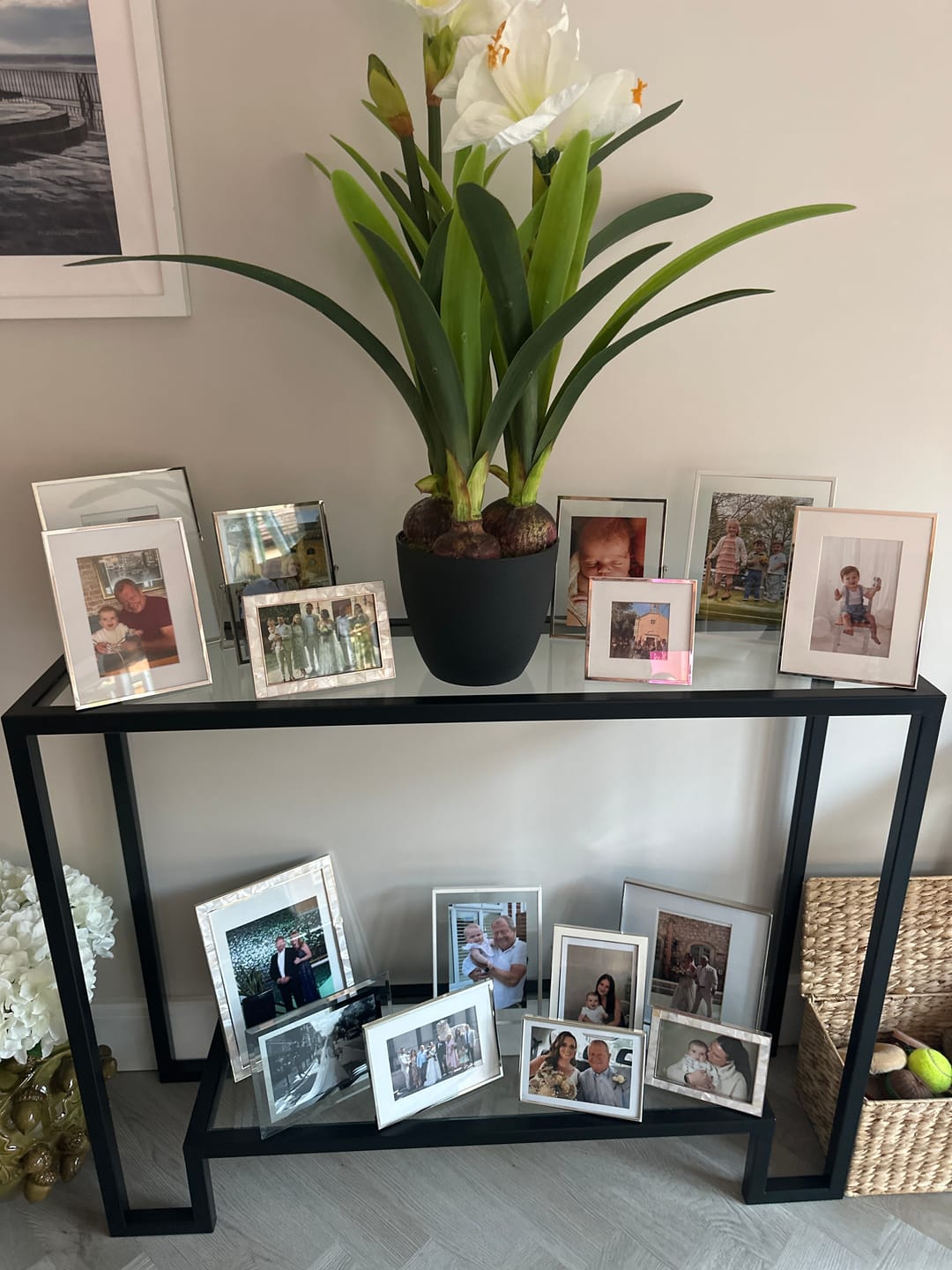 Customer photo review of Hudson Glass Metal Console Table - Black