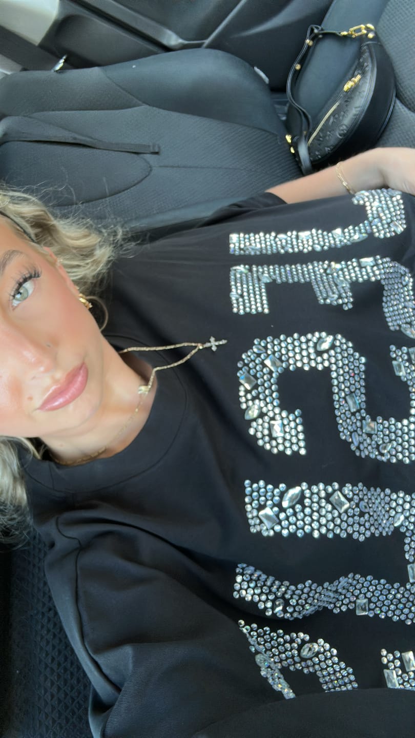 Customer photo review of Rhinestone Religious JESUS T-shirt-203