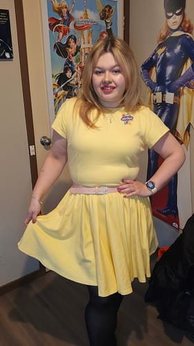 Customer photo review of PRE-ORDER - Avon Swing Dress in Pastel Yellow MINI - Vixen by Micheline Pitt