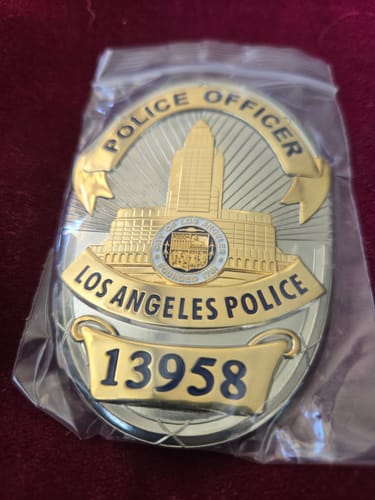 Customer photo review of LAPD Los Angeles Police Officer Badge Replica Movie Props With Number 13958 16520
