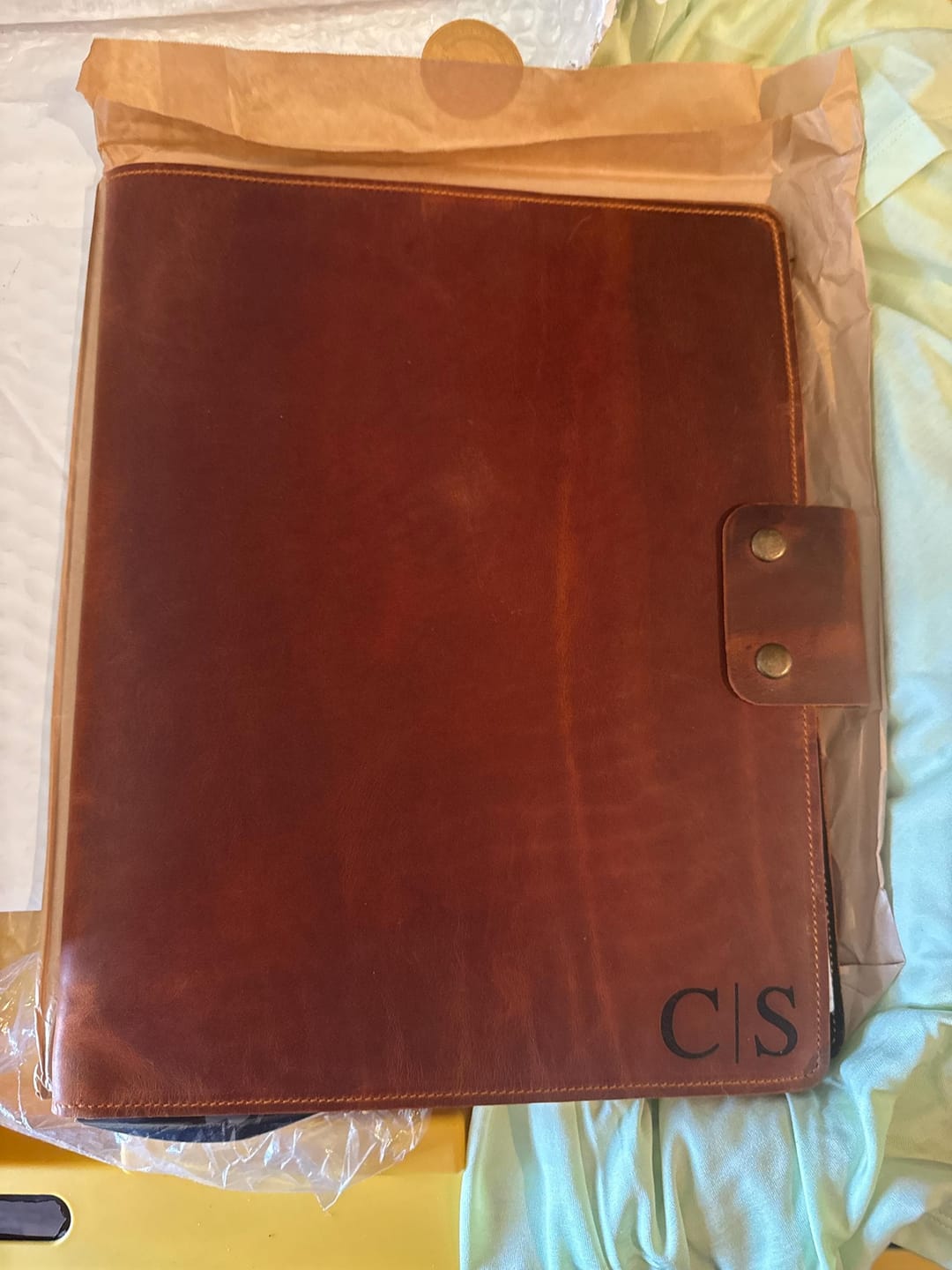 Customer photo review of Customized Leather Portfolio with Notepad & Planner