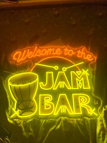 Customer photo review of WELCOME TO THE JAM BAR - Premium Neon Artwork