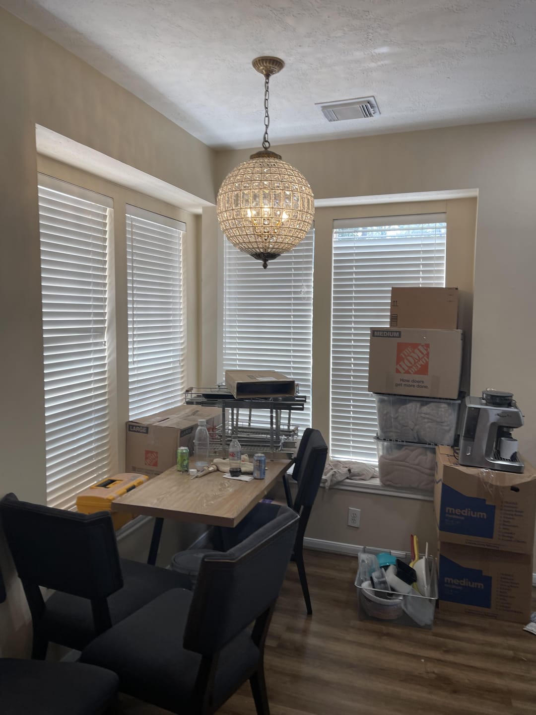 Customer photo review of French Antique Brass Crystal Globe Chandelier