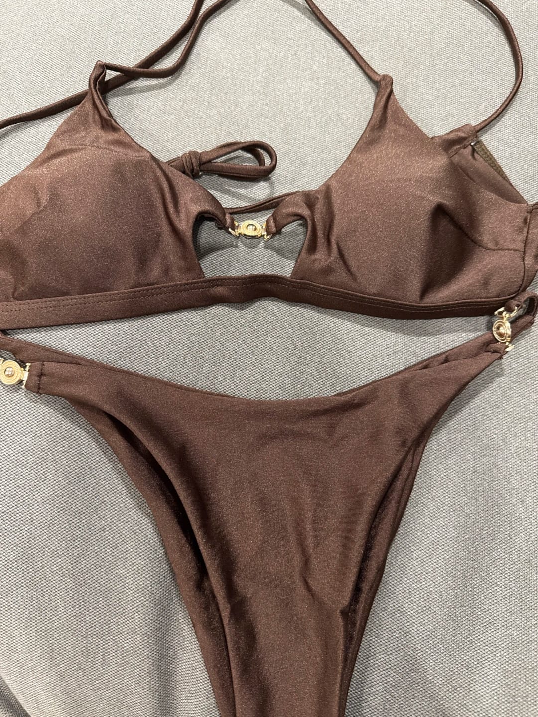 Customer photo review of Push Up Two Piece Bikini Set Hollow Out — Black | KIMLUD